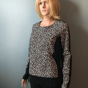 Ann Taylor Black Label Two Tone Leopard Jersey Print NWOT
